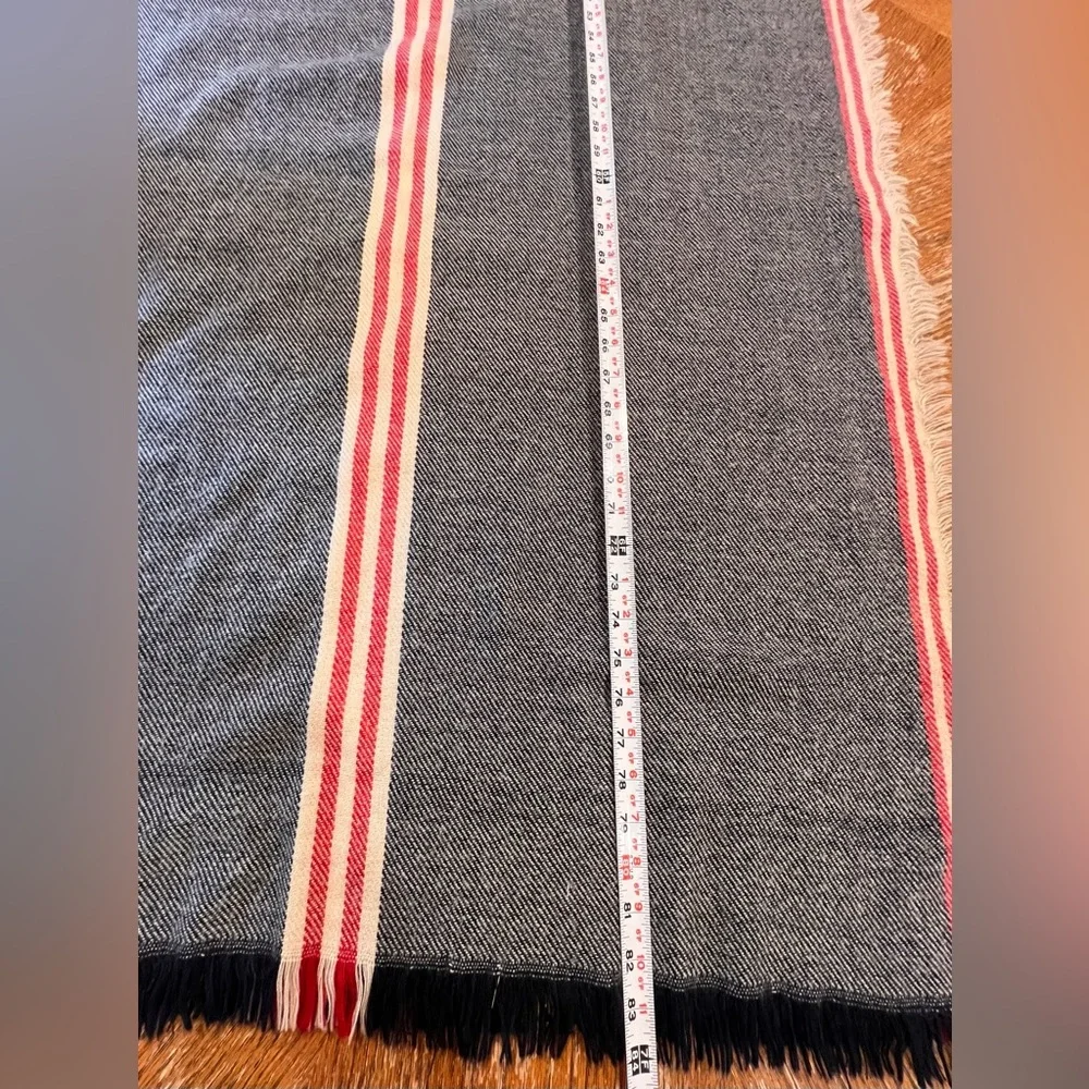 Long scarf wrap shawl cape black red beige stripe fringe‎ retro style